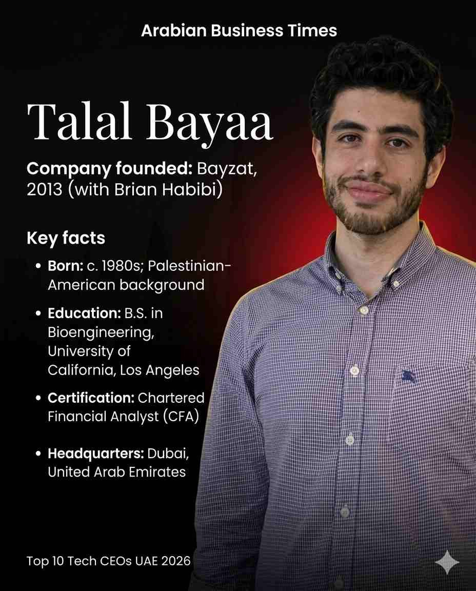 Top 10 Tech Company CEOs in the UAE (2026 Edition) 12 10. Talal Bayaa
