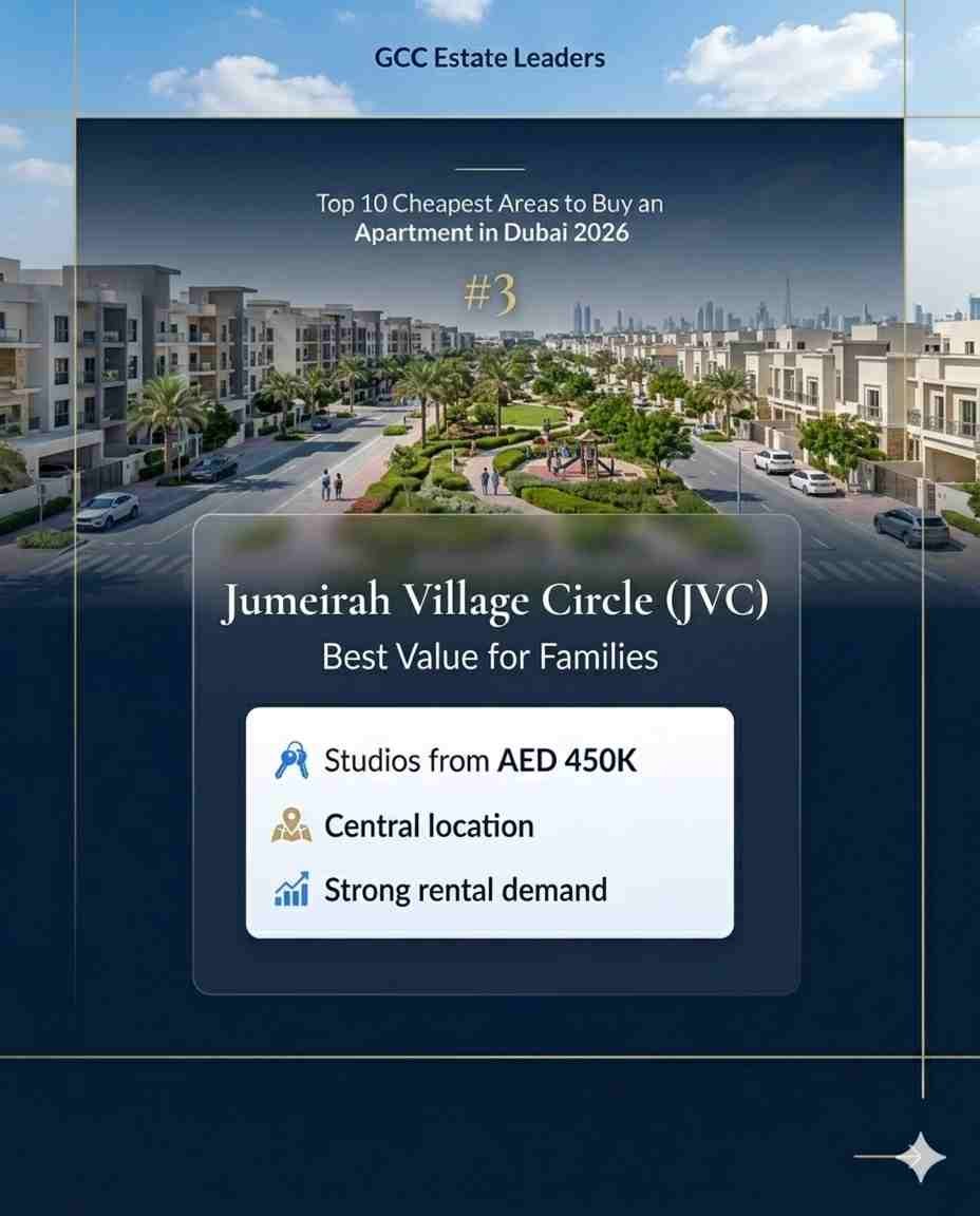 3. Jumeirah Village Circle JVC — The Family Friendly Middle Ground
