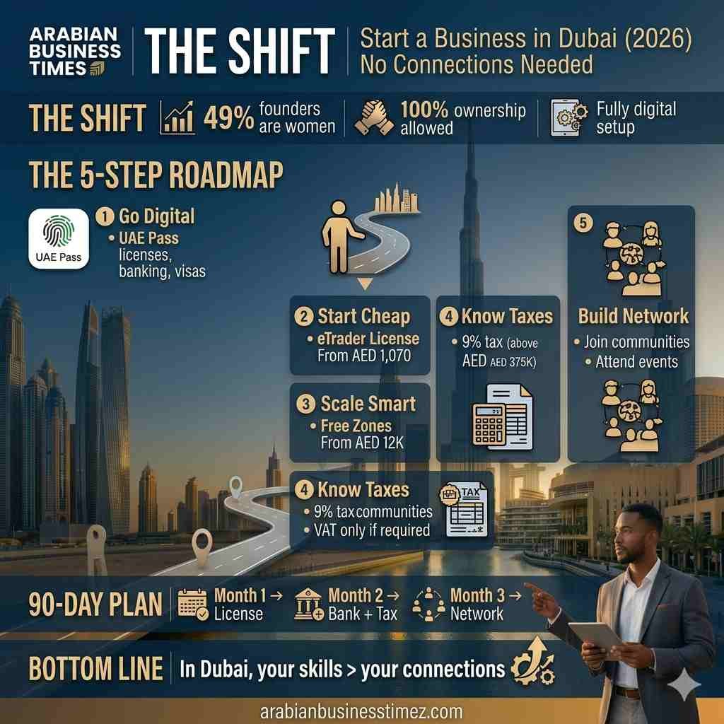The Solo Founder’s Roadmap: Starting a Business in Dubai Without Connections (2026 Edition) 3 Starting a Business in Dubai Without Connections (2026 Edition)
