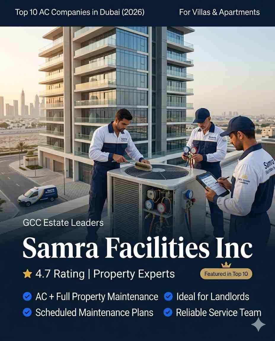 Facilities management AC service Dubai Samra technicians maintaining building air conditioning systems
